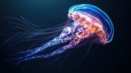 Explore the graceful movement of jellyfish in the deep ocean waters
