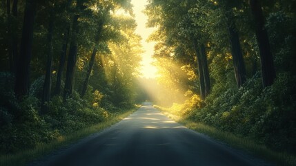 Obraz premium Explore the serene beauty of sunlit forest paths for your next adventure