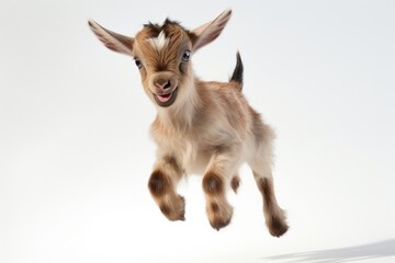 Obraz premium Jumping baby goat livestock wildlife animal.