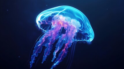 Discover the enchanting beauty of a glowing jellyfish in the deep sea