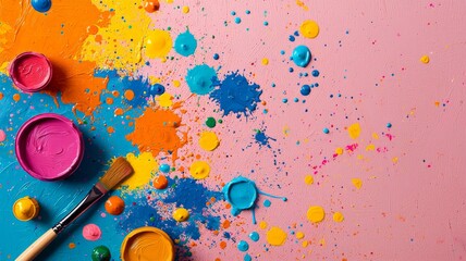  Colorful paint splatters on a textured background