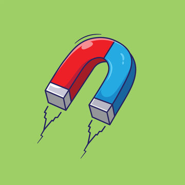 Cute red and blue magnet magnetic horseshoe cartoon vector illustration concept