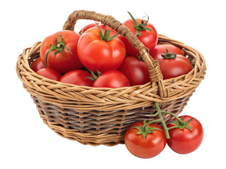 basket of tomatoes isolated on transparent background