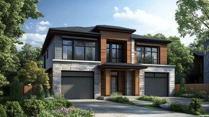 Fototapeta premium 3d rendered duplex house