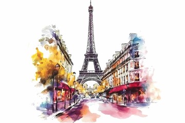 Charming Paris Street Scene with Iconic Tower Background