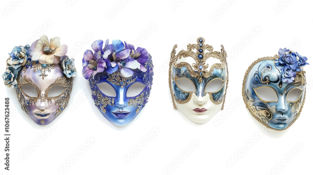 Aufkleber elegant carnival masks displayed on a transparent background generative ai