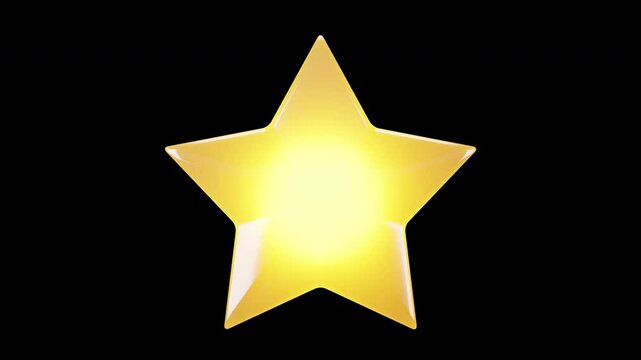 Rotating Lamp Star on black color background.loop 4K video with turning five-pointed Star for ratings or decoring your movies and apps.Includes chromakey background for alpha. 