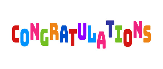 Congratulations text colorful letters vector for greeting happiness 