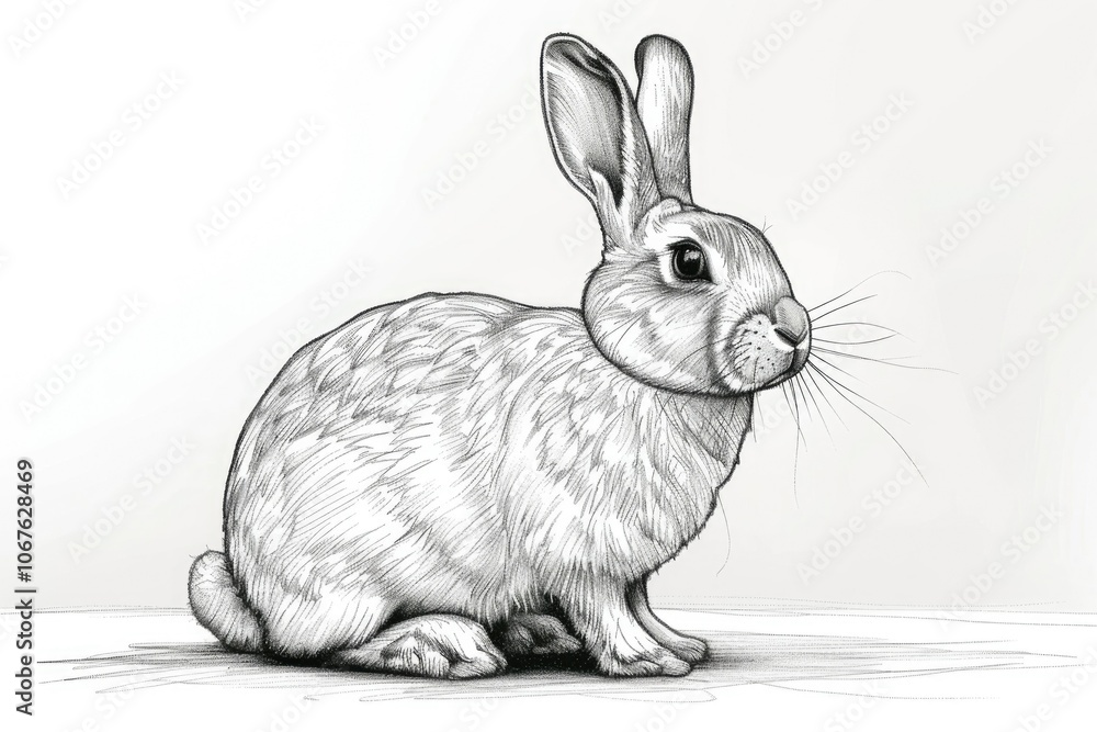 Poster continuous line drawing of rabbit in vector illustration.