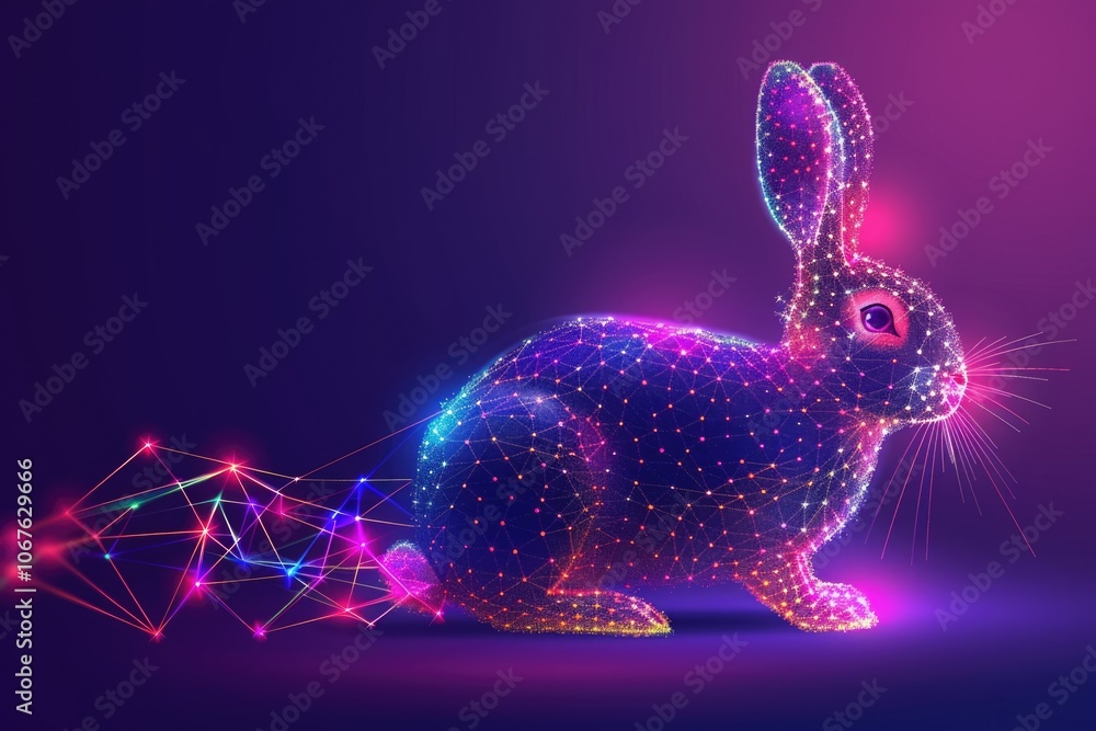 Poster rabbit. continuouse line. background. easter design concept. isolated element. vector.