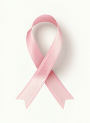 Nastro rosa simbolo della lotta contro i tumori al seno. Sfondo bianco.