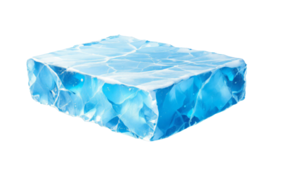 Square ice block with a frosted textured surface with transparent background