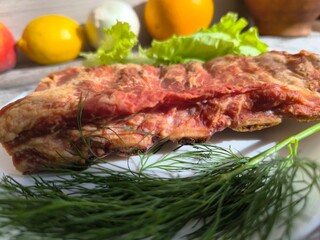dried ribs on a sliced board High quality photo