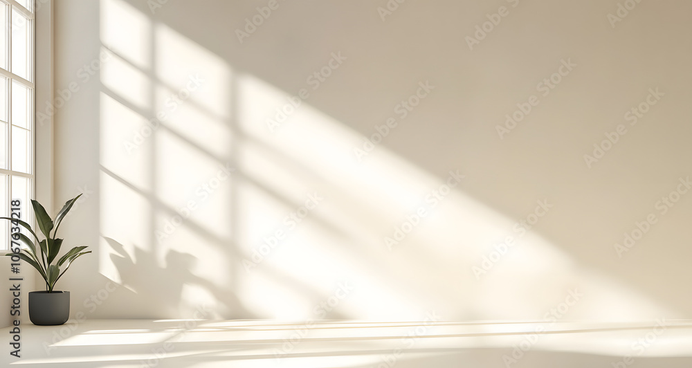 Poster minimalistic abstract simple gentle light beige background for product presentation with light and b