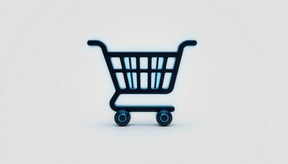 Minimalist Shopping Cart Icon with Neon Accents
