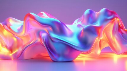 Obraz premium Organic forms with iridescent glow, abstract 3D arrangement, flat design illustration