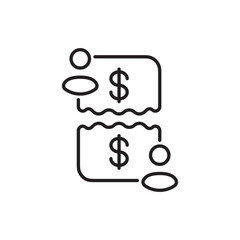 Split Bill Icon with Two Arrows, Representing Dividing Payments, Shared Expenses, and Group Payment Solutions