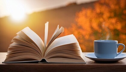 cup of coffee and book