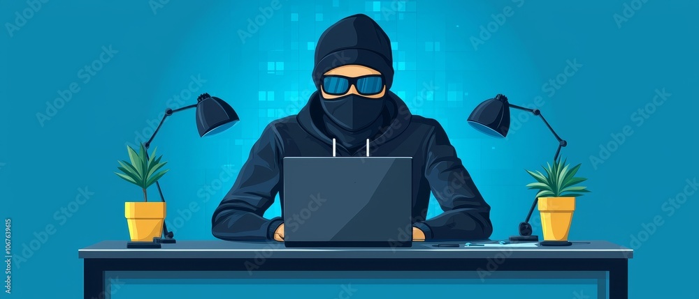 Poster the complex world of cybersecurity a flat design illustration depicting a user engaged in ethical ha