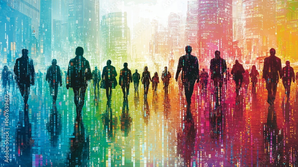 Poster the vibrant world of human connection through a colorful papercut style illustration capturing users