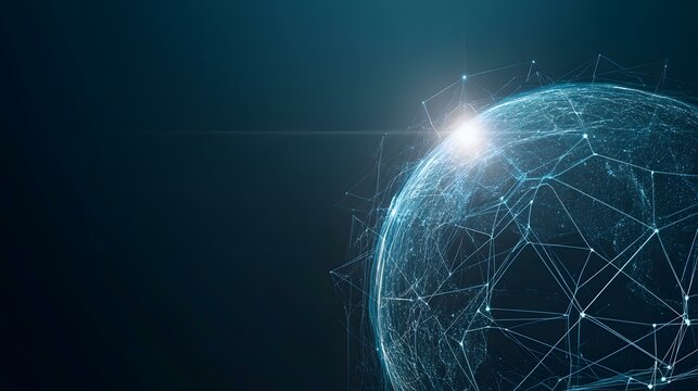 Abstract digital map, Futuristic globe with abstract connected lines, information network planet, cyberspace world and cyber technology