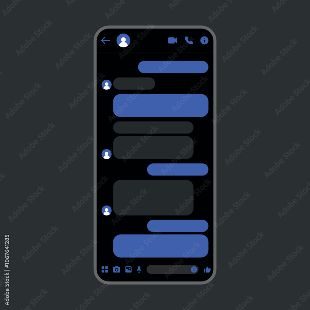 Wall mural blank message screen template with empty speech bubbles and placeholders