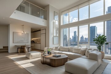 Luxury high-rise apartment with panoramic city views
