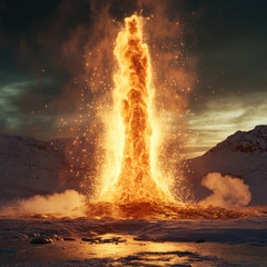 Unleashing the raw power of an erupting geyser,