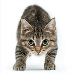 Obraz premium Adorable tabby kitten in a playful crouch position