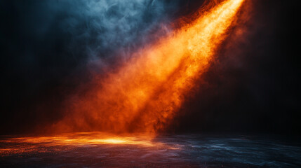 orange spotlight on stage  isolated on black background