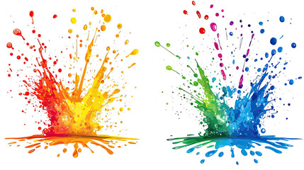 Vivid Paint Splashes on a Clear Background Generative AI