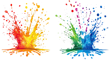 Vivid Paint Splashes on a Clear Background Generative AI