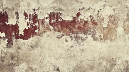 Crédence de cuisine Mur vieilli Aged Stone Wall Texture: Faded Red Hues, Weathered, Chipped Paint  © Killian
