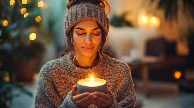 Woman Reflecting During Self-Care Mantra Practice