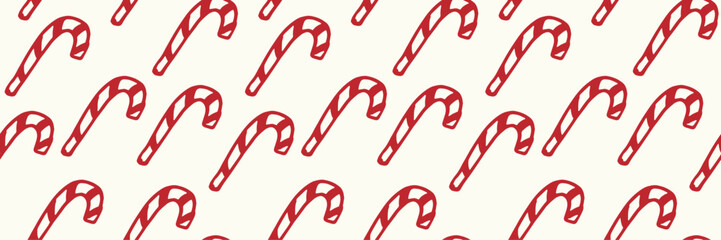 Seamless Vector Pattern With Candy Canes. Vector illustration . Suitable for New Year party, invitations, cards, decorations, packaging, wrapping paper, gift boxes