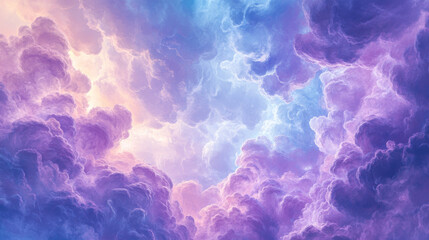 Purple Blue Mammatus Cloudscape: Dreamy 3D Render