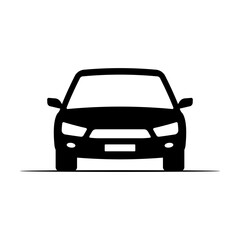 Car icon. Black silhouette. Front view. Vector simple flat graphic illustration. Isolated object on white background. Isolate.