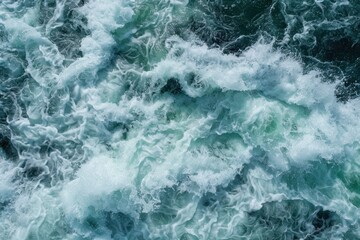Aerial view of the waves and rapids of the wild river  close up  top shot