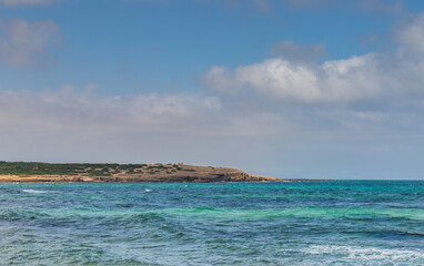 Deserted Wild Beach with Mountains and Sea in Tunisia, North Africa