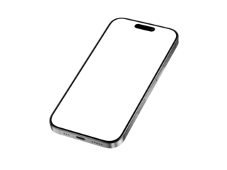 Isolated smartphone white screen on transparent background