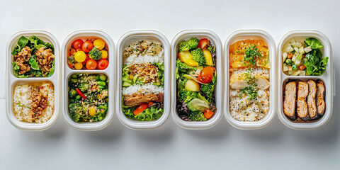 Healthy food in prepared boxes