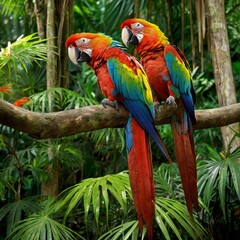 Obraz premium Colorful Macaws in Jungle
