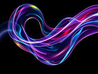 Abstract neon colorful curve holographic 3D fluid glass effect background image