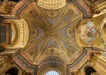 Obraz premium ALESSANDRIA, ITALY - SEPTEMBER 9, 2024: The baroque cupola of the church Chiesa di San Lorenzo by Pietro Antonio Pozzo (1770).