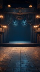 Empty theater stage with spotlight and haunting ambiance for image