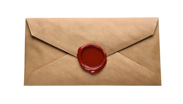 A vintage brown envelope sealed with a classic red wax seal, symbolizing tradition and elegance. Perfect for conveying messages of importance and confidentiality