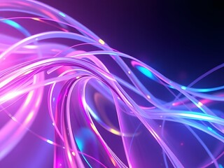 Abstract neon colorful curve holographic 3D fluid glass effect background image