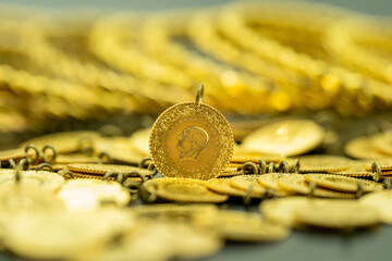 Quarter Gold (Turkish gold) macro detail shooting