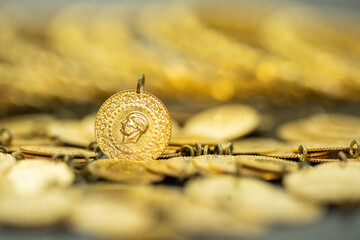 Quarter Gold (Turkish gold) macro detail shooting