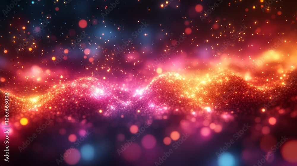 Poster an abstract representation of a glowing brain formed from vibrant beams of light in a dark setting